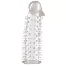 Прозрачная насадка на половой член с закрытой головкой и шипами - 12,5 см прозрачный 