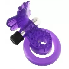 Эрекционное кольцо с вибрацией COCK BALL RING BUTTERFLY JELLY VIBE фиолетовый 
