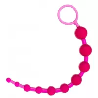 Розовая анальная цепочка из 10 шариков - 30 см розовый 