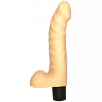 Вибромассажер №17 с рельефом - 19 см телесный 