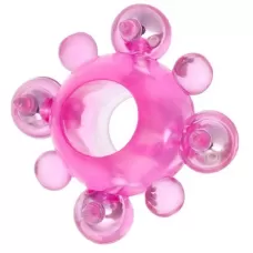 Розовое эрекционное кольцо c бусинками розовый 