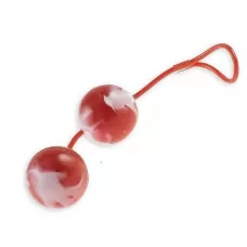 Красно-белые вагинальные шарики  со смещенным центром тяжести Duoballs красный с белым 