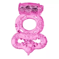Розовое эрекционное кольцо с вибратором и подхватом розовый 