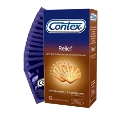 Презервативы с точками и рёбрами CONTEX Relief - 12 шт  