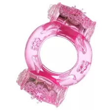 Розовое виброкольцо с двумя виброэлементами розовый 