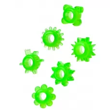 Набор из 6 зелёненьких эрекционных колец зеленый 