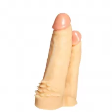 Анально-вагинальная насадка-фаллоимитатор с шипами для трусиков с плугом Харнесс №11 - 17 см телесный 