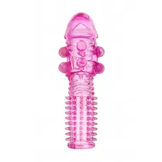Гелевая розовая насадка с шариками и шипами - 14 см розовый 