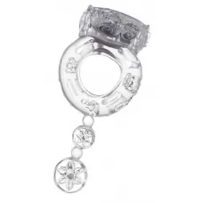 Прозрачное эрекционное кольцо с вибратором и хвостом прозрачный 