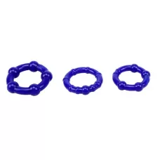 Набор из 3 синих стимулирующих колец Beaded Cock Rings синий 