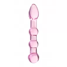 Розовый фаллоимитатор-ёлочка из прозрачного стекла - 18 см розовый 