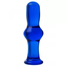 Синяя стеклянная анальная втулка - 13,5 см синий 
