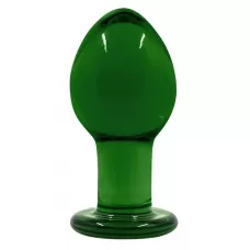 Зеленая стеклянная анальная пробка Crystal Medium - 7,5 см зеленый 