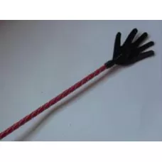 Длинный плетённый стек с наконечником-ладошкой и красной рукоятью - 85 см красный с черным 