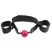 Кляп-наручники с красным шариком Breathable Ball Gag Restraint черный с красным 