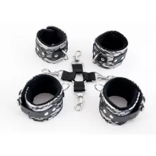 Серебристый кружевной бондажный комплект серебристый с черным 