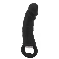 Чёрная вибровтулка-фаллос Erotic Loop Tuggers Hard Core - 11,4 см черный 