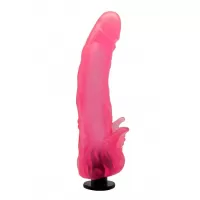 Розовая насадка для страпона с клиторальными лепестками - 20 см розовый 