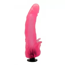 Розовая насадка для страпона с клиторальными лепестками - 20 см розовый 