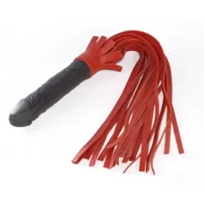 Красная плеть  Ракета А  с рукоятью из латекса и хвостами из кожи - 50 см красный с черным 
