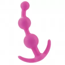 Розовая силиконовая анальная цепочка Booty Call - 13 см розовый 