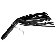 Чёрная плеть  Ракета  с рукоятью из латекса и хвостами из кожи - 65 см черный 