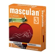 Презервативы Masculan Classic 3 Dotty+Ribbed с колечками и пупырышками - 3 шт  