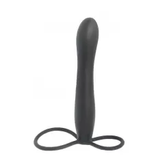 Черная насадка на пенис для двойной стимуляции Mojo BlackJack - 15 см черный 