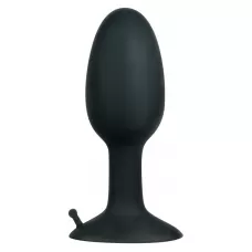 Полая анальная пробка с шариком Small Silicone Plug - 8 см черный 