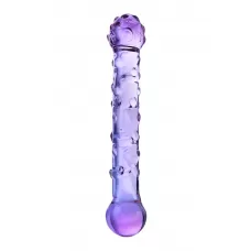 Фиолетовый стеклянный фаллоимитатор с шишечками - 19,5 см фиолетовый 