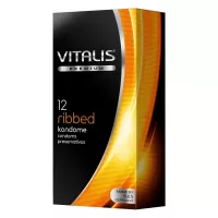 Ребристые презервативы VITALIS PREMIUM ribbed - 12 шт прозрачный 