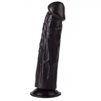 Упругий чёрный фаллоимитатор на подошве-присоске - 18,8 см черный 