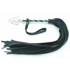 Черная плеть с металлической рукоятью - 60 см черный с серебристым 