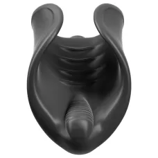 Чёрный мастурбатор Vibrating Silicone Stimulator с вибрацией черный 