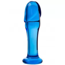 Синяя стеклянная анальная втулка - 13 см синий 