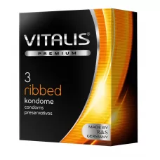 Ребристые презервативы VITALIS PREMIUM ribbed - 3 шт прозрачный 