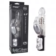 Вибратор Classicle Rabbit Silver с ротацией - 24 см прозрачный 
