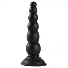 Чёрная анальная пробка-ёлочка MENZSTUFF BEADED PROBE - 16,5 см черный 