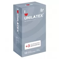 Презервативы с рёбрами Unilatex Ribbed - 12 шт. + 3 шт. в подарок  