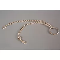 Металлическая цепь с центральным кольцом и карабинами по обе стороны серебристый 