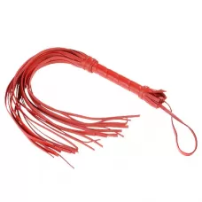 Гладкая красная плеть из кожи с жесткой рукоятью - 65 см красный 