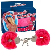 Малиновые меховые наручники Love Cuffs Red малиновый 