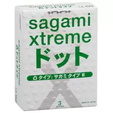 Презервативы Sagami Xtreme Type-E с точками - 3 шт зеленый 