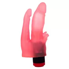 Двойной анально-вагинальный вибромассажёр с лепестками - 17 см розовый 