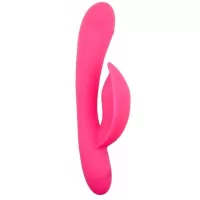 Розовый перезаряжаемый вибромассажер Sidney с функцией поглаживания - 19,5 см розовый 
