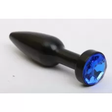 Чёрная удлинённая пробка с синим кристаллом - 11,2 см синий 