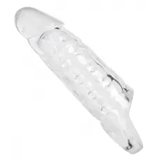 Увеличивающая насадка на пенис с кольцом для мошонки прозрачный 