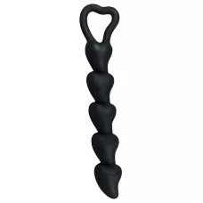 Чёрная анальная цепочка с звеньями-сердечками Black Velvet - 18,5 см черный 