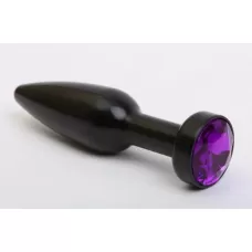 Чёрная удлинённая пробка с фиолетовым кристаллом - 11,2 см фиолетовый 