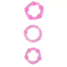 Набор из 3 стимулирующих эрекционных колец розового цвета розовый 
